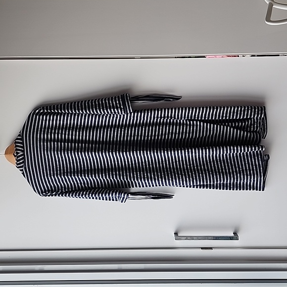 Simple by Suzanne Betro Long Striped Knit Duster Linen Blend Cardigan - Picture 8 of 8